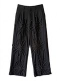 The Black Textured Linen Trousers