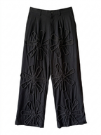 The Black Textured Linen Trousers