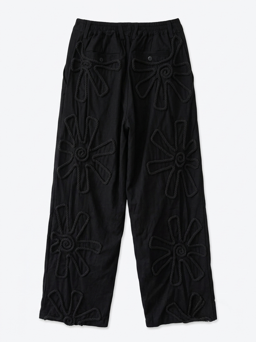 The Black Textured Linen Trousers